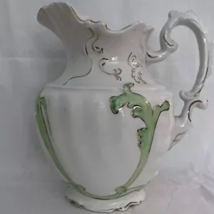 Brocca acqua semi porcellana Johnson Brothers Royal verde bordo oro bianco 7" H - Foto 1 di 10