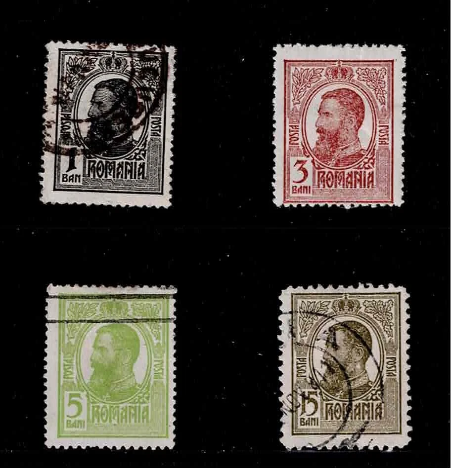 Rumania Scott #217-19 y 222, individuales 1909-18 en muy buen estado usado Foto 1 de 1