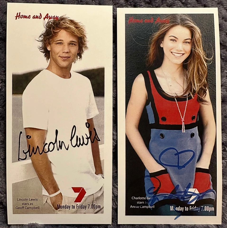 Home And Away onscreen siblings Geoff & Annie Campbell Fan Card reprints - Image 1 of 1