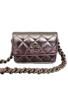 RARE Chanel Coco Punk Metallic Iridescent Ombre Waist Belt Bag Silver Pink - Picture 1 of 15