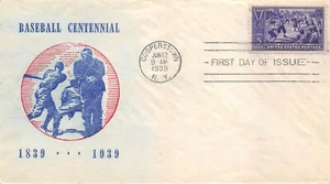 855 3c Baseball Centennial, Unknown cachet in red and dark blue (text) [105975] - Picture 1 of 1
