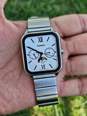 Casio MTP-M305D-1A2V Men's Stainless Steel Analog Watch - Moon Phase Dial - 50M - Image 1 of 4