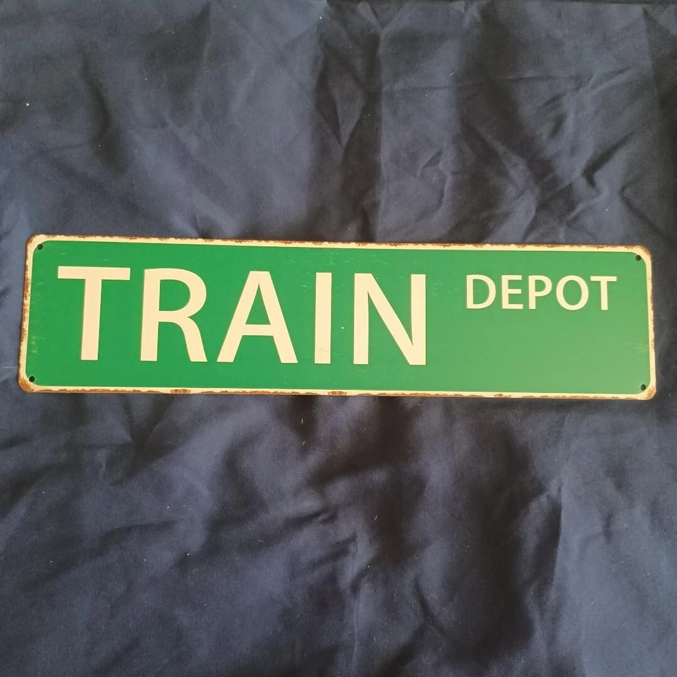 Металлическая табличка 4 дюйма x 15-3/4 дюйма настенное искусство мужская пещера гараж бар заправочная станция депо нефтяного поезда - Изображение 1 из 1