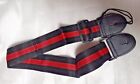 RASPBERRY RED & BLACK STRIPED GUITAR STRAP WITH LACE TO ATTACH