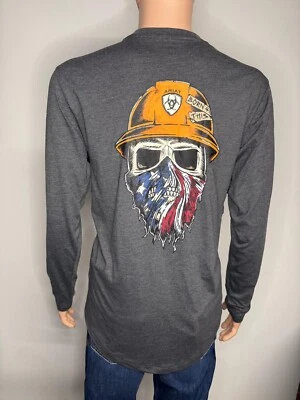 Camiseta Ariat Rebar Para Hombre Gris Manga Larga Gráfico Ropa de Trabajo Utra Transpirable Foto 1 de 4