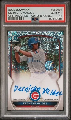 2023 BOWMAN CHROME PROSPECT AUTOGRAPHS DERNICHE VALDEZ CPADV SPECKLE PSA 10 /299 - Image 1 of 2