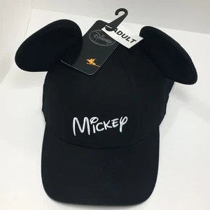 Disney Mickey Mouse Black Adjustable Snapback Baseball Cap Hat w/Ears Adult New! - Bild 1 von 21