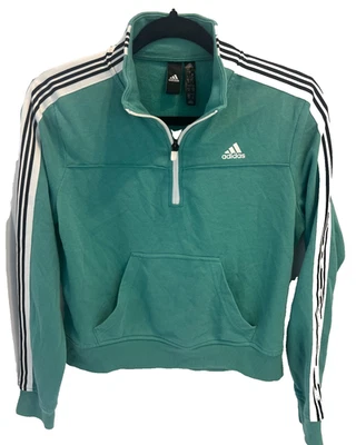 Adidas Women's Classic Stripes Long Sleeve Fleece Pullover Sweatshirt-Small EUC - Image 1 of 4
