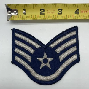 U.S. Military Air Force Staff Sergeant Rank Patch Cut Insignia E-5 Blue Grey 4” - Picture 1 of 4