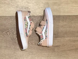 Vans Shoes Kids Size 11 Peach White With Frogs And Floral - Picture 1 of 5