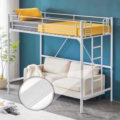 Loft Bed Twin Size with Flat Ladder Rung for Kids Teens Adults Heavy Duty Metal - Image 1 of 4