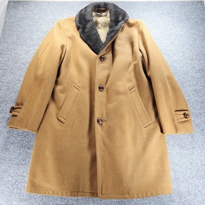 Vintage Great Western Coat Mens 40 Borg Fabric Faux Fur Collar Wool Lined 60s - Image 1 of 4