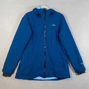 L.L.Bean Womens Rain Jacket Blue Large Hooded Waterproof Windbreaker Tek2.5 - Picture 1 of 15