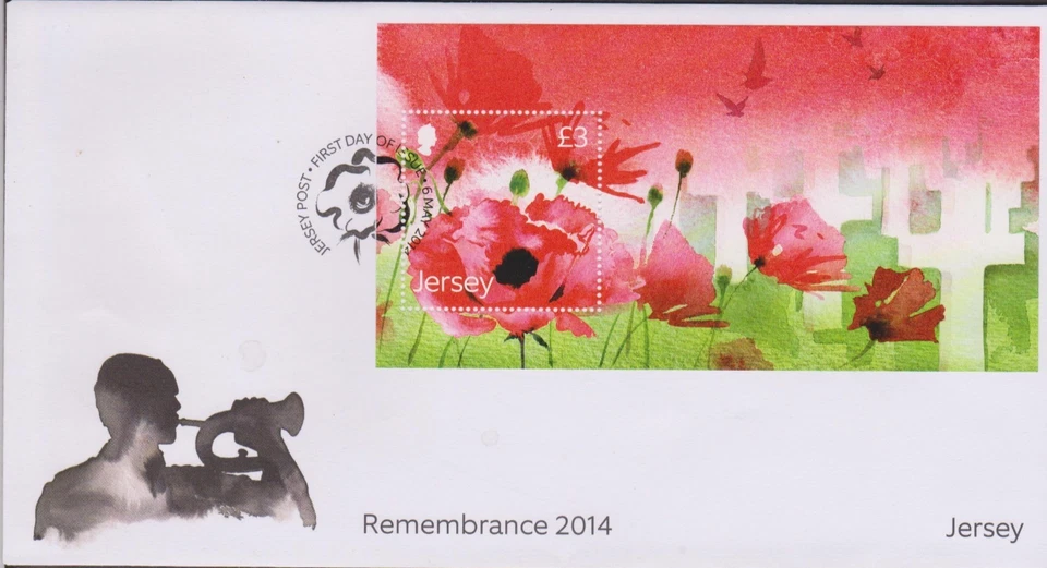 GB JERSEY 2014 WWI/Remembrance/Poppies £3 SG MS1830 FDC WWI MILITARY WAR FLOWERS - Image 1 of 1
