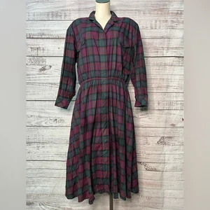 Vintage Hemdblusenkleid Talbots Größe 20 kariert Langarm 100% Baumwolle - Bild 1 von 14