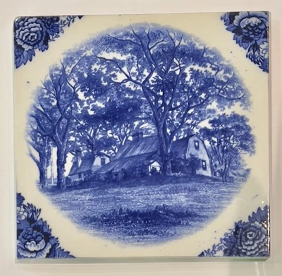 "Azulejo de 6"" Wedgewood England Fairbanks Family Homestead de 1900" Foto 1 de 4