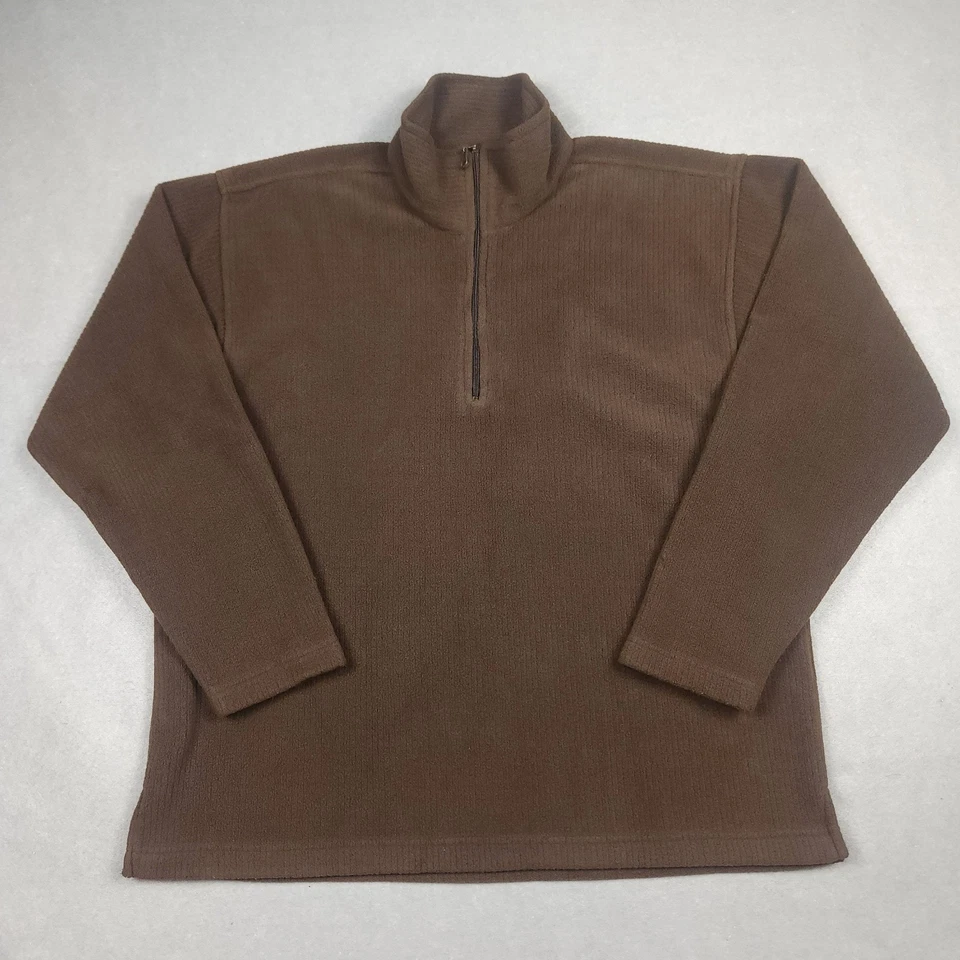 Sweater Mens Large Brown Fleece Polyester Royal Robbins Turtleneck Half Zip - Image 1 of 4
