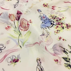 1 meter 100% Mulberry Silk 8 momme Sheer Chiffon Fabric Girl Floral 44" XL041 - Bild 1 von 5