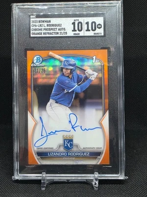Lizandro Rodriguez 2023 Bowman 1st Chrome Orange Refractor Auto 21/25 SGC 10/10 - Image 1 of 2