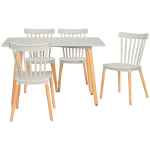 5 Piece Dining Table and Chairs Set Wood Legs Compact Small Space Space-Saving - Picture 1 of 4