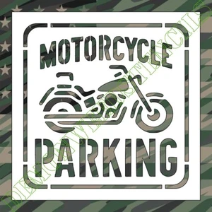 8"x8" Clear Plastic Stencil - Motorcycle Parking (SX35) (.007") - Picture 1 of 2