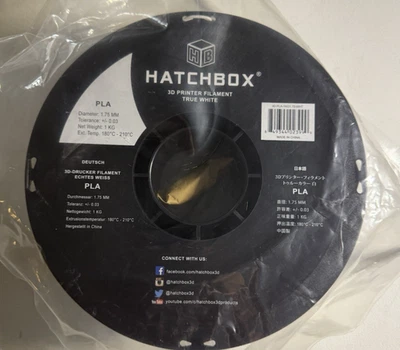 HATCHBOX 1.75mm White PLA 3D Printer Filament - Image 1 of 4