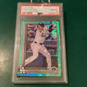 2025 Topps Shohei Ohtani #1 Aqua Holo Foil PSA 10 SLAB COLOR MATCH DODGERS - Picture 1 of 12