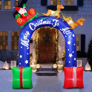 Babbo Natale Gonfiabile Alto 2,7 M Che Cavalca Una Renna Con Foglio, Decorazione - Foto 1 di 12