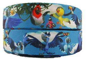 Blue Birds Cartoon Inspired 1" Hair bow Ribbon 3 yards - Picture 1 of 3