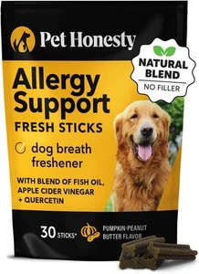 Pet Honesty Allergy Support Fresh Sticks - Dental 30 Sticks, Peanut Butter - Picture 1 of 8