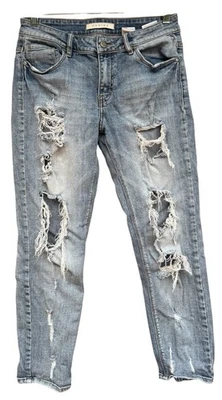 Pantalones de mezclilla rasgados desgastados lavados ligeros talla 5 de tiro bajo Eunina para mujer Foto 1 de 4