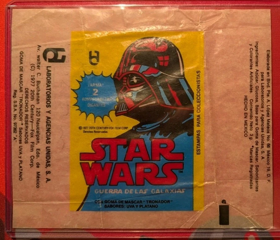 🔥1977 Star Wars LYAUSA (Mexican) Card Wax Wrapper Darth Vader Art Variant 🔥 - Image 1 of 1