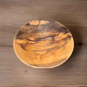 Handgedrechselte Pekannussschale aus gesalzenem Holz - signiert / Bauernhausdeko - Bild 1 von 10