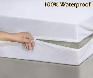 Waterproof Zipper Mattress Protector Cover Anti Allergy Bed Bug Anti Encasement - Picture 1 of 48