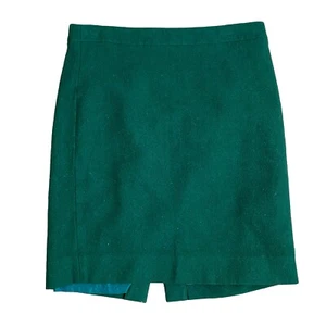 J. Falda recta hasta la rodilla Crew The Pencil mezcla lana verde talla 6 Business - Imagen 1 de 6