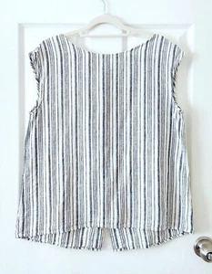 Max Studio Linen Blend Striped Top, Size Large, Womens - Picture 1 of 5