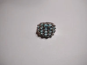 NATURAL SKY BLUE TOPAZ 925 STERLING SILVER ANTIQUE STYLE RING SIZE 6.5 - Picture 1 of 4