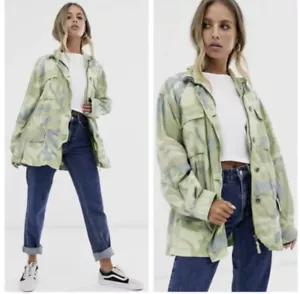 Free People Taglia XS Verde Mimetico Piombo La Via Zip Up Field Jacket Parka Ha un DIFETTO - Foto 1 di 17