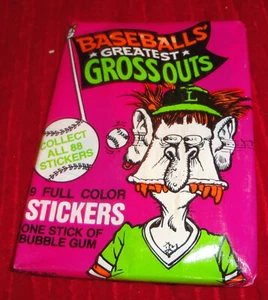 BASEBALL GREATEST GROSSOUTS (1) Sealed sticker pack from 1988 - Picture 1 of 5