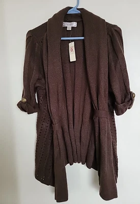 Cárdigan Decree Tejido Crochet Marrón Chocolate Frente Abierto Mujer XXL NUEVO Foto 1 de 4