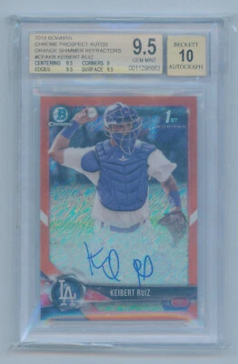 Keibert Ruiz 2018 Bowman Chrome Orange Shimmer Refractor Auto 24/25  BGS 9.5 10 - Image 1 of 2