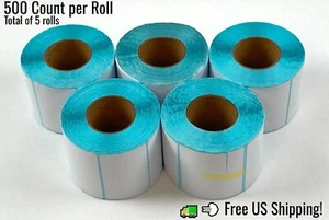 Self Adhesive Label Sticker Blank White Thermal Roll Sticky Lot of 5 - Picture 1 of 3