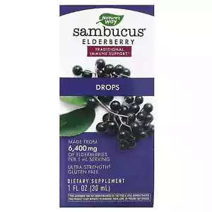 2 X Nature's Way, Sambucus Elderberry, Drops, 1 fl oz (30 ml) - Picture 1 of 3