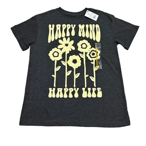 ModernLux Womens Size S Happy Mind Short Sleeve Graphic T-Shirt Charcoal Gray - Picture 1 of 4