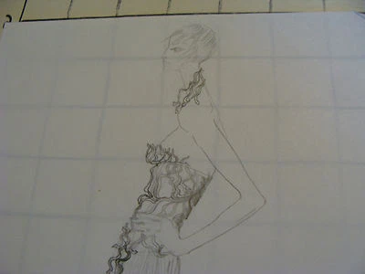 Dibujo de moda funky, cadera vintage: ¿top de línea remolinada, flecos de dientes de tigre?? Foto 1 de 2