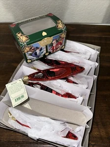 Old World Christmas Red Kayak Glass Tree Ornament 5.25 Inch FREE BOX 46112 - Picture 1 of 3