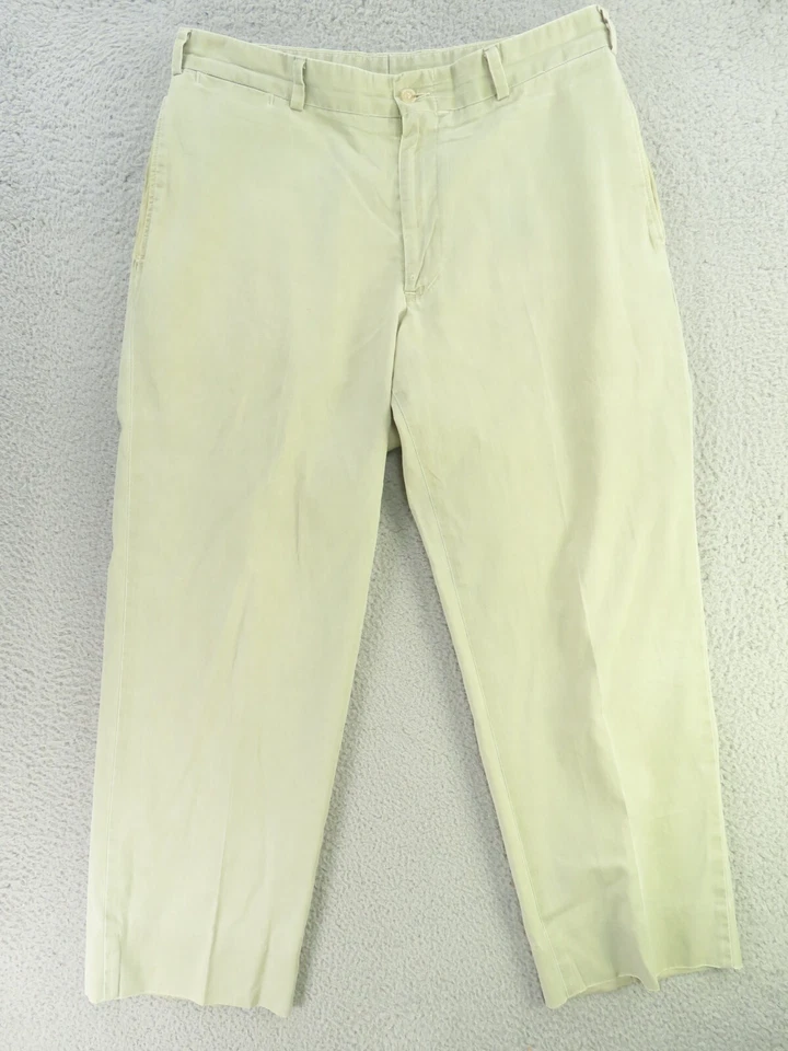 Bills Khakis Pants Mens 35x28 Cream Flat Front Straight Cotton Made in USA M2 - Image 1 of 4