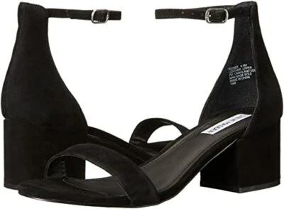 Steve Madden Irenee Sandals Block Heels in Black Suede-Fabric 7.5, 8, 8.5, 9 - Image 1 of 4