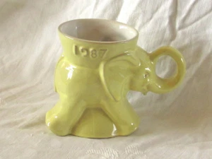 1987 Frankoma GOP Republikanischer Elefant Becher Senfgelb Glanz Glasur Sehr guter Zustand - Bild 1 von 6