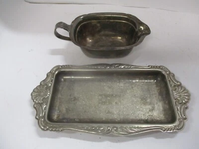 Reed Barton Mayflower Silverplate Gravy Boat, bandeja de prata aleatória - Imagem 1 de 4